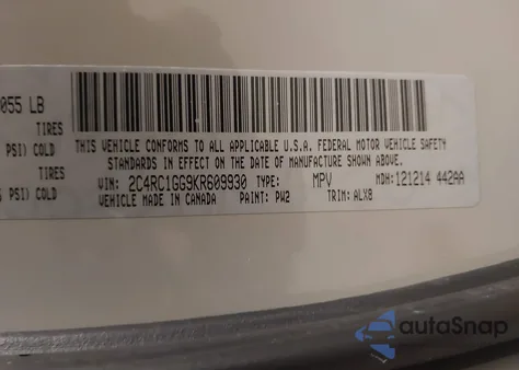 2019 Chrysler Pacifica Limited z USA, uszkodzony, nr VIN 2C4RC1GG9KR609930